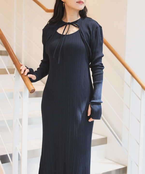 mame kurogouchi ランダムリブ 2way ドレス 上品 大人 International Gallery BEAMS（インターナショナルギャラリー