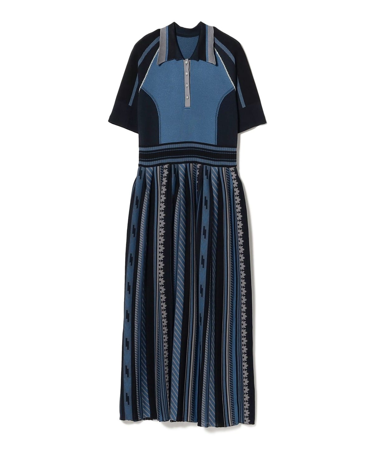 Mame Kurogouchi マメ クロゴウチ / ジオメトリック パターン ニットドレス ワンピース WOMEN NAVY 2 Mame Kurogouchi マメ クロゴウチ / ジオメトリック パターン ニットドレス ワンピース WOMEN NAVY 2