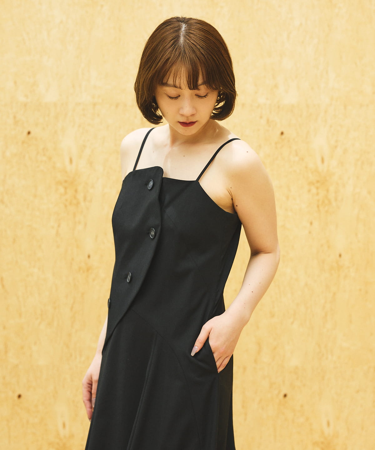 205 ワンダフルワールド　黒総ピコフリルキャミソール スカラップエッジ BEAMS SELECTION for WOMEN（ビームス セレクション for ウィメン