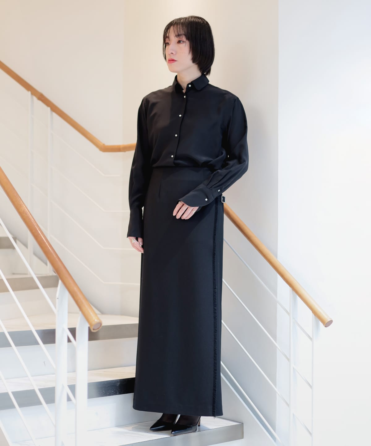 コモリ　ブラックスコティッシュスカート　サイズ① COMOLI ⠀ “ ブラック スコティッシュスカート ” lot：C03-L3007 color