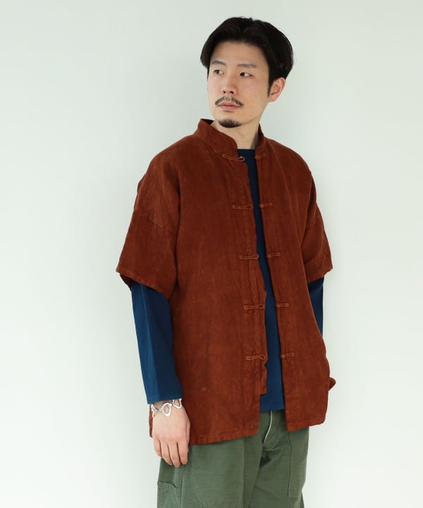 fennica / 奄美大島 テーチ木染め China Jacket チャイナシャツジャケット-