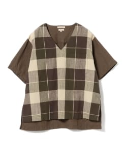 ＜WOMEN＞Sanca / Vネック チェックプルオーバー