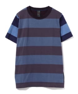 ＜MEN＞homspun × fennica / 別注 インディゴ染め ボーダーTシャツ ▲ECNG