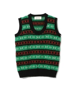 Jamiesons Knitwear × fennica / 別注 フェアアイル Uネック ニットベスト GREEN