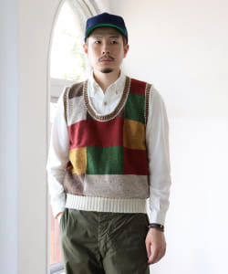 〈UNISEX〉Jamieson's Knitwear × fennica / 別注 Rasta Farm Patchwork ニットベスト