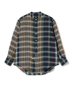 HAVERSACK / リネンパネルタータン スタンドカラーシャツ