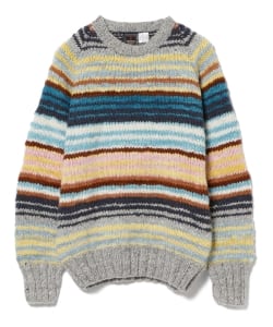 ＜MEN＞CHAMULA / SERAPE マルチストライプ 手編み ニットプルオーバー