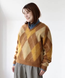 ＜WOMEN＞GYMPHLEX / アーガイルVネックニット プルオーバー