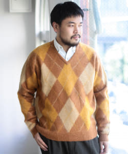 ＜MEN＞GYMPHLEX / アーガイルVネックニットプルオーバー