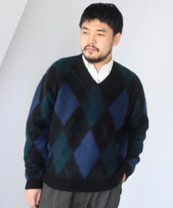 ＜MEN＞GYMPHLEX / アーガイルVネックニットプルオーバー