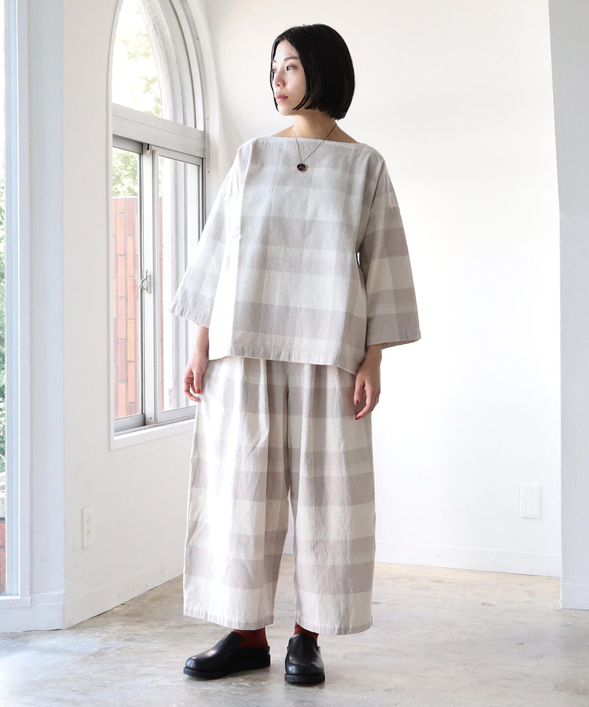 fennica（フェニカ）BLACK CRANE / LANTERN PANTS チェック ランタン 