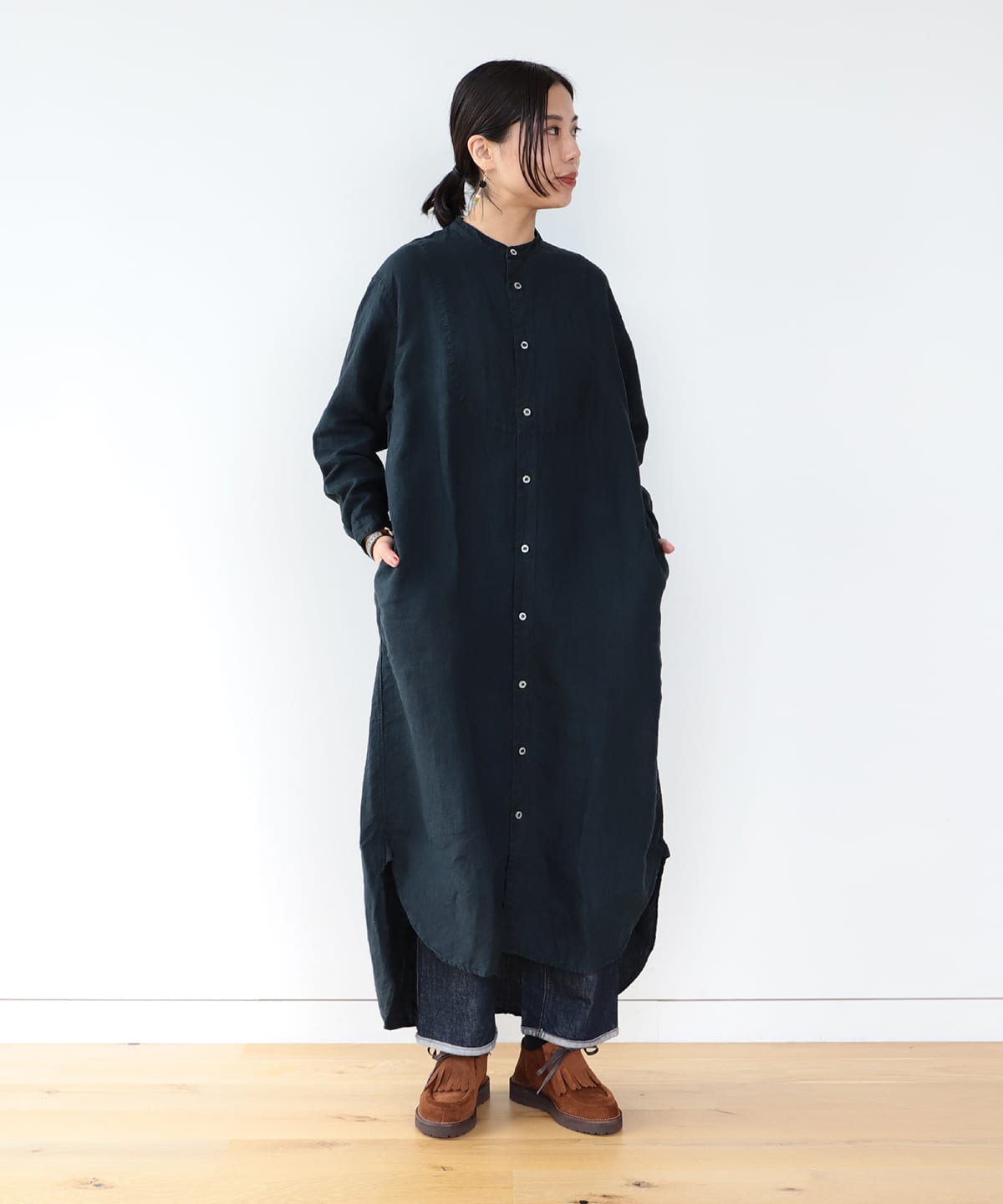 Fennica フェニカ 宝島染工 泥藍染 リネンシャツコート ワンピース ワンピース ワンピース 通販 Beams