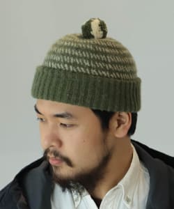 ＜UNISEX＞cableami / ウールキャップ ポンポン付