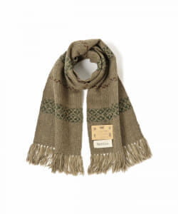 小清水手織りの会 × fennica / 別注 草木染 ホームスパンマフラー  オーバーショット織　△