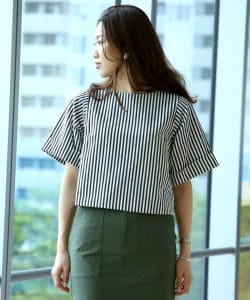 Demi-Luxe BEAMS / コットンリネン ストライププルオーバー