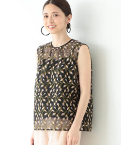■Demi-Luxe BEAMS / 刺繍 オーガンジー プルオーバー