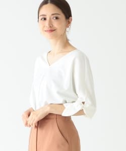 Demi-Luxe BEAMS / ポンチ Vネック リボンスリーブブラウス