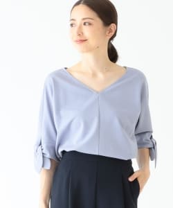 Demi-Luxe BEAMS / ポンチ Vネック リボンスリーブブラウス