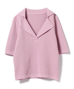 Demi-Luxe BEAMS / ワッフル スキッパー5分袖ニット