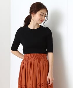 Demi-Luxe BEAMS / リブ クルーネック 5分袖プルオーバー