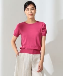 Demi-Luxe BEAMS / コットンクルーネック ハーフスリーブプルオーバー