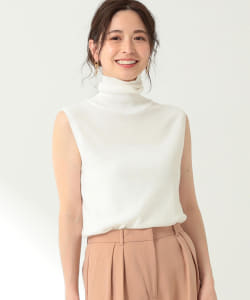 Demi-Luxe BEAMS / 畦編み コットン ノースリーブニット