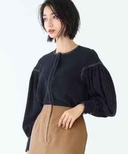 Demi-Luxe BEAMS / ドロップショルダー ステッチ ブラウス