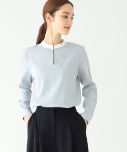 Demi-Luxe BEAMS / 配色ネック スキッパーブラウス