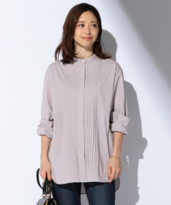 Demi-Luxe BEAMS / バンドカラー ピンタックシャツ