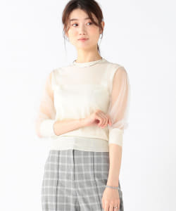 Demi-Luxe BEAMS / シアースリーブ クルーネックプルオーバー