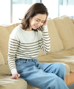 Domani × Demi-Luxe BEAMS / パネルボーダー ボートネックニット