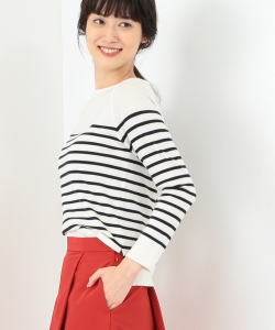 Domani × Demi-Luxe BEAMS / パネルボーダー ボートネックニット