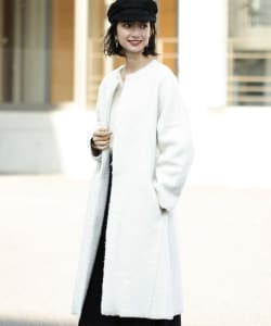 Demi-Luxe BEAMS / ノーカラー ボアコート