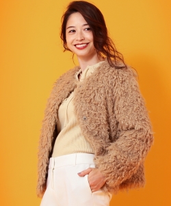 Demi-Luxe BEAMS / フェイクファー ノーカラーコート