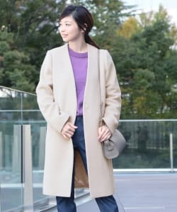 Demi-Luxe BEAMS / ノーカラーVネックコート