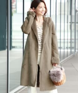 Demi-Luxe BEAMS / フード付き エコムートンコート