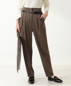 Demi-Luxe BEAMS / ウールサテン 2タックパンツ