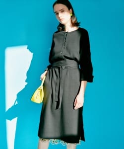 ▲Demi-Luxe BEAMS / ベルト付ヘンリーニット ワンピース