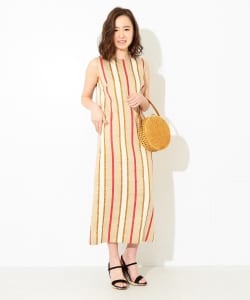 Demi-Luxe BEAMS / ストライプ クルーネックストレートワンピース