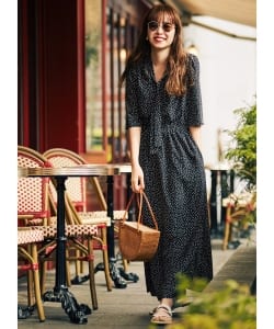▲【洗える】Demi-Luxe BEAMS / ダブルシャーリング ドット ワンピース