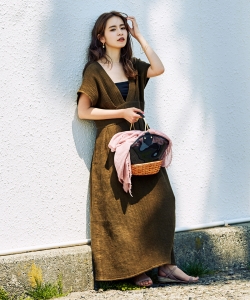 Demi-Luxe BEAMS / ワッフルリネン ワンピース