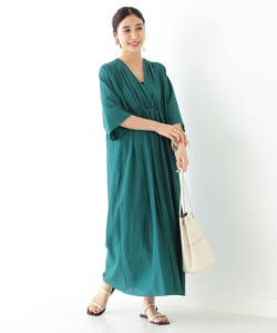 Demi-Luxe BEAMS / シルク フロントギャザー ワンピース