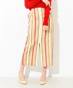 Demi-Luxe BEAMS / ストライプ フロントスリットタイトスカート