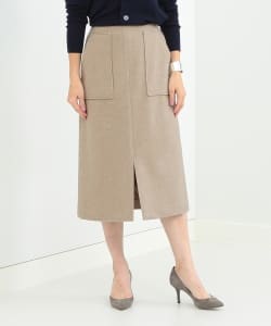 Demi-Luxe BEAMS / カシミヤ混ポケット付スリットスカート