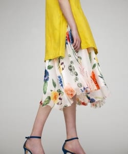 EFFE BEAMS / プランツプリント シルクシフォン スカート