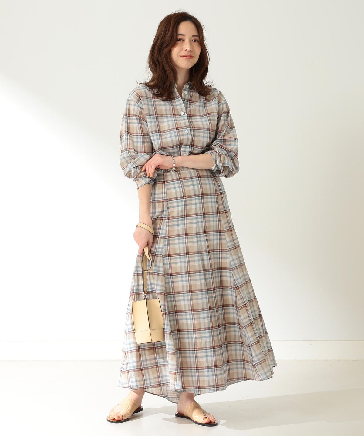 買取査定Demi-Luxe BEAMS / コットンリネン チェック スカート ロングスカート