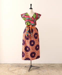 the khaki / Wax Print 3Way Dress