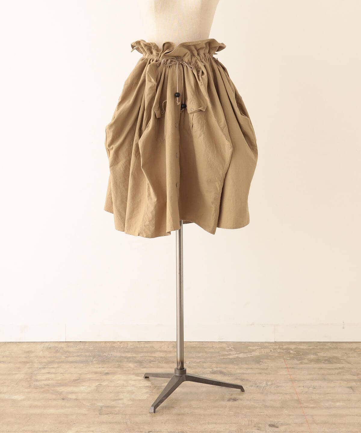 the khaki ザ・カーキ / フランス軍 "UPCYCLE" サファリ シャツ スカート スカート WOMEN BEIGE ONE SIZE the khaki ザ・カーキ / フランス軍 "UPCYCLE" サファリ シャツ スカート スカート WOMEN BEIGE ONE SIZE