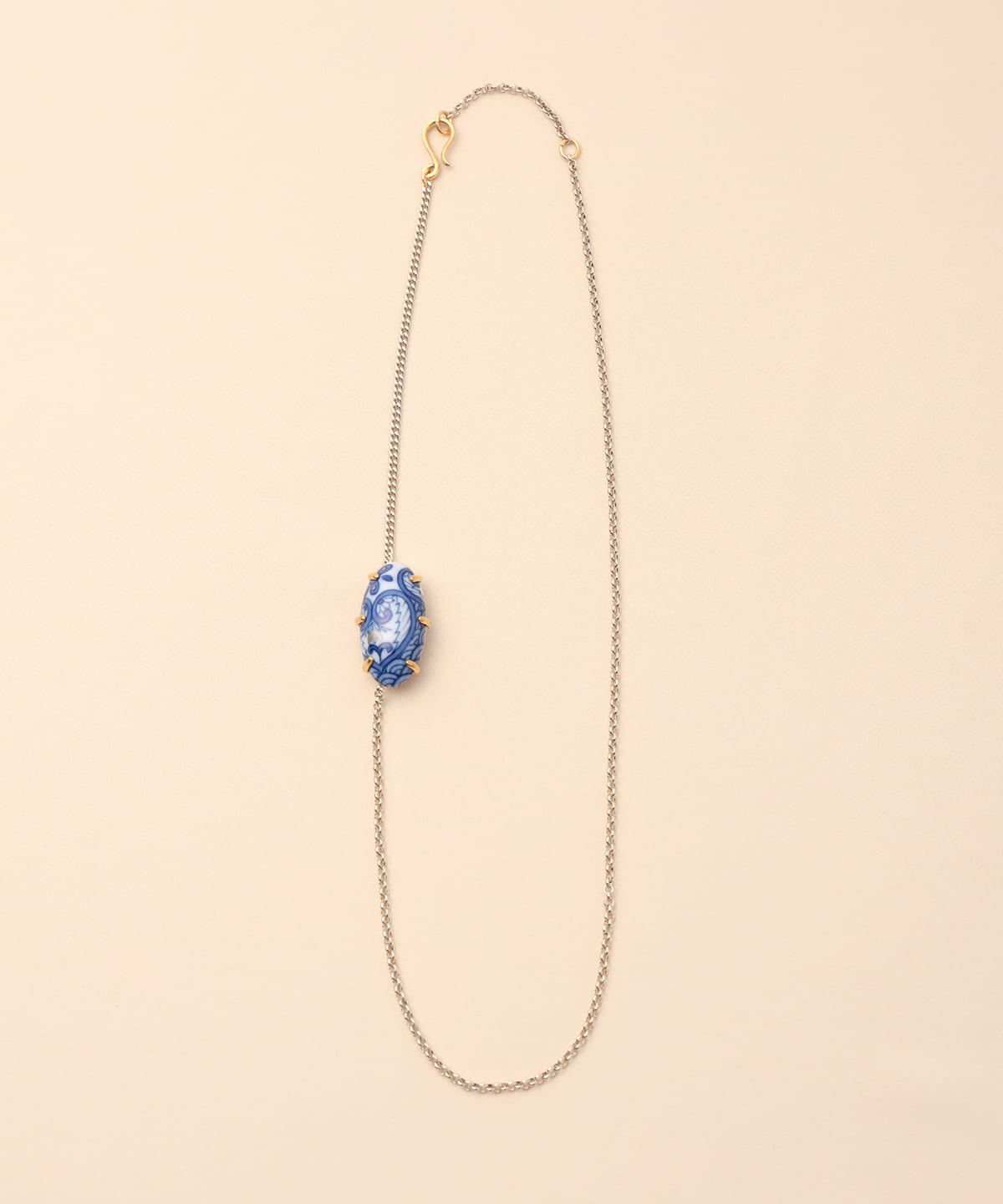 HIZEN jewelry ヒゼンジュエリー / 鍋島焼 オーバル モチーフ ネックレス アクセサリー WOMEN 銀彩青海波唐花文 ONE SIZE HIZEN jewelry ヒゼンジュエリー / 鍋島焼 オーバル モチーフ ネックレス アクセサリー WOMEN 銀彩青海波唐花文 ONE SIZE