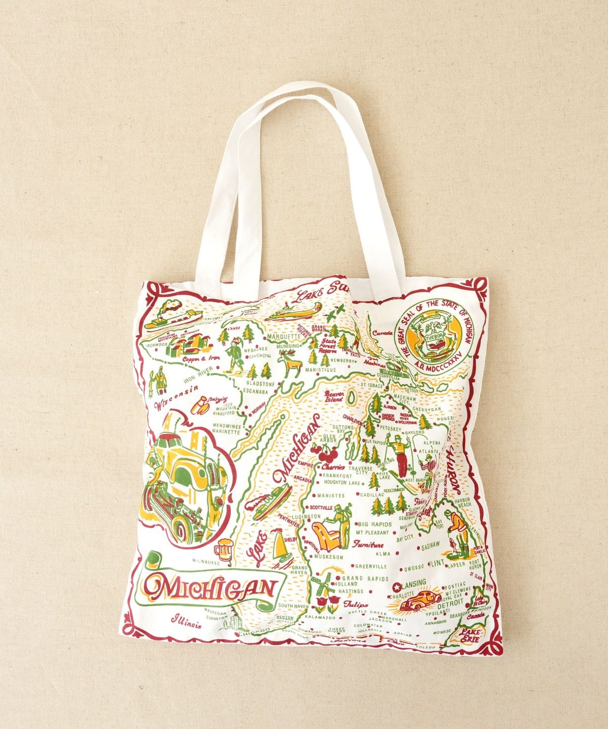 Red and White Kitchen Company レッドアンドホワイトキッチンカンパニー / マップ トートバッグ バッグ WOMEN MICHIGAN ONE SIZE Red and White Kitchen Company レッドアンドホワイトキッチンカンパニー / マップ トートバッグ バッグ WOMEN MICHIGAN ONE SIZE
